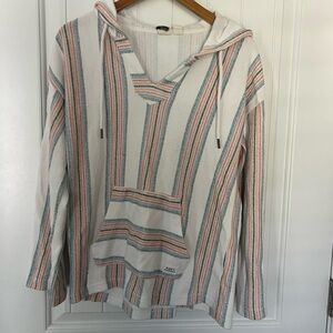 Roxy Cream Striped Hooded Top